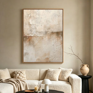 Thick Texture Neutral Abstract Painting | Pale Horizon