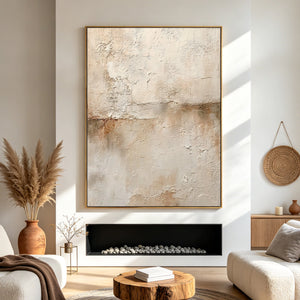 Thick Texture Neutral Abstract Painting | Pale Horizon