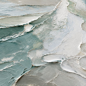 Gentle Tide Flow | Soft Blue‑Grey Textured Abstract Wall Art