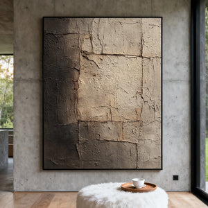 Textured Neutral Abstract Painting | Cracked Masonry