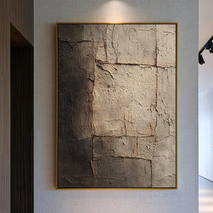 Textured Neutral Abstract Painting | Cracked Masonry