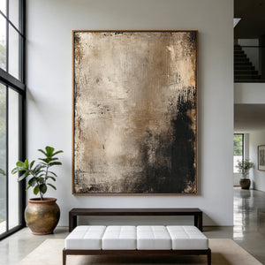 Drip Texture Neutral Abstract Painting | Dusk Streaks