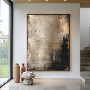 Drip Texture Neutral Abstract Painting | Dusk Streaks