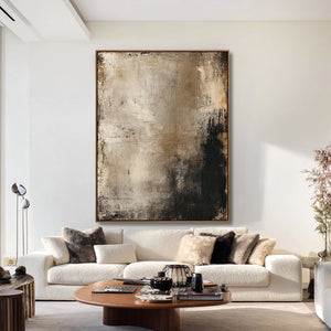 Drip Texture Neutral Abstract Painting | Dusk Streaks