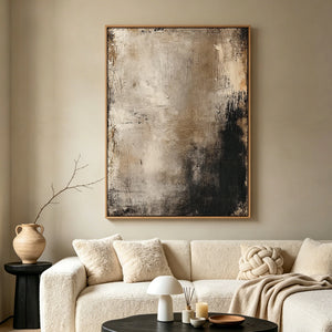 Drip Texture Neutral Abstract Painting | Dusk Streaks