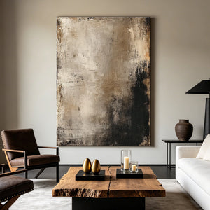 Drip Texture Neutral Abstract Painting | Dusk Streaks