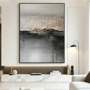 Textured Abstract Landscape Painting | Misty Mountain Ridge