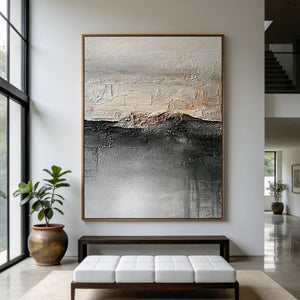 Textured Abstract Landscape Painting | Misty Mountain Ridge