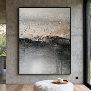 Textured Abstract Landscape Painting | Misty Mountain Ridge