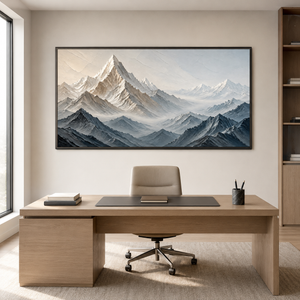 Neutral Mountain Layers | Textured Landscape Wall Art