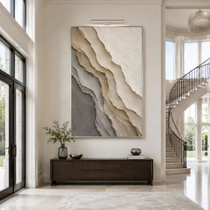 Ash Layered Waves｜neutral textured wall art