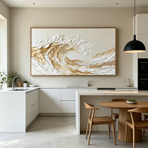 3D Textured Seascape Art | Golden Wave