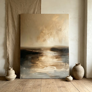 Stratified Mist | Wabi‑Sabi Thick Impasto Seascape