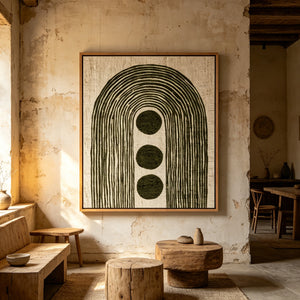 Nested Arches and Three Circles | Textured Geometric Wall Art