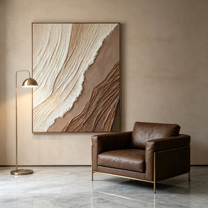 Ivory and Mocha Contours | Textured Earth Tone Abstract Wall Art