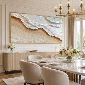 Wave Edge Textured Layers | off‑white warm neutral wall hanging