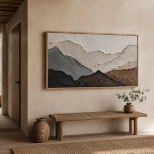3D Textured Abstract Art | Monochrome Mountain Strata