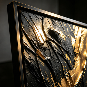 Gilded Shadow | Black Gold Textured Wall Art