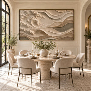 Beige Tidal Wave Relief Canvas | Thick Impasto Painting