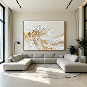 3D Textured Seascape Art | Golden Wave
