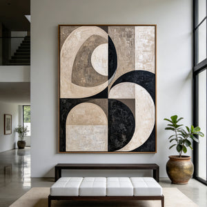 Textured Neutral Geometric Abstract Painting | Lunar Geometry