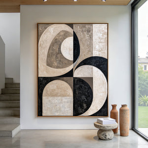 Textured Neutral Geometric Abstract Painting | Lunar Geometry