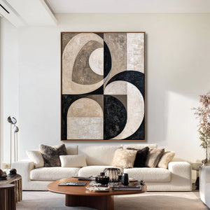 Textured Neutral Geometric Abstract Painting | Lunar Geometry