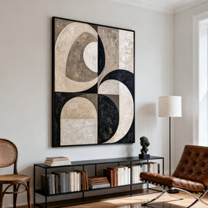 Textured Neutral Geometric Abstract Painting | Lunar Geometry