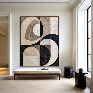 Textured Neutral Geometric Abstract Painting | Lunar Geometry
