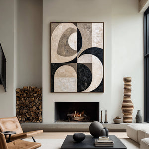 Textured Neutral Geometric Abstract Painting | Lunar Geometry
