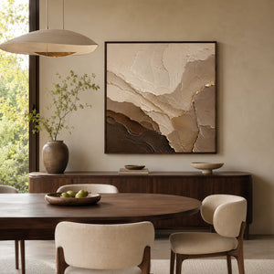 Gilded Strata | Muted Warm Abstract Wall Piece