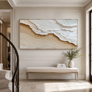 Wave Edge Textured Layers | off‑white warm neutral wall hanging