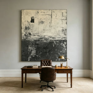 Charcoal and Ivory Horizon | Textured Abstract Wall Art