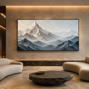 Neutral Mountain Layers | Textured Landscape Wall Art