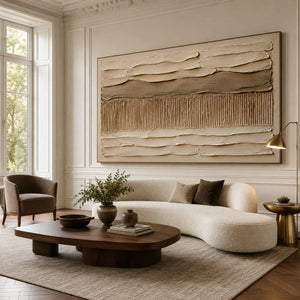 Layered Textured Stripes | beige brown neutral wall hanging