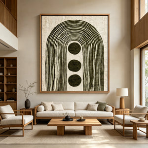 Nested Arches and Three Circles | Textured Geometric Wall Art