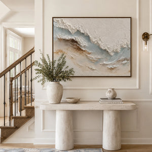 White Foamy Beach Waves | Thick Impasto Canvas Painting