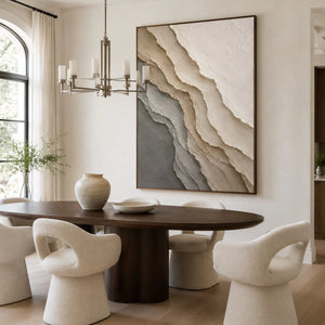 Ash Layered Waves｜neutral textured wall art