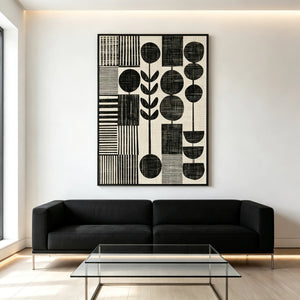 Botanical Shapes and Bold Stripes | Textured Geometric Wall Art