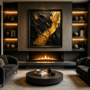 Gilded Shadow | Black Gold Textured Wall Art