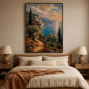 Coastal Cliff Sunset Landscape | Textured Seascape Wall Art