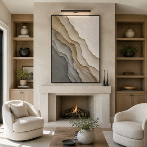 Ash Layered Waves｜neutral textured wall art