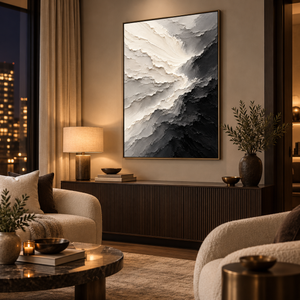 Monochrome Waves | Textured Abstract Wall Art