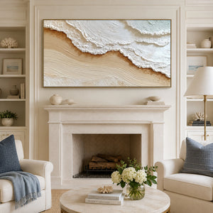 Wave Edge Textured Layers | off‑white warm neutral wall hanging