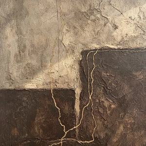 Wabi Sabi Textured Abstract Painting | Cracked Geometry