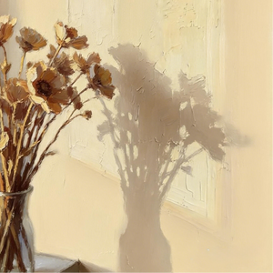 Warm Tone Still Life Painting | Window Floral Shadow
