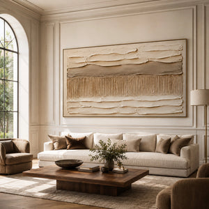 Layered Textured Stripes | beige brown neutral wall hanging