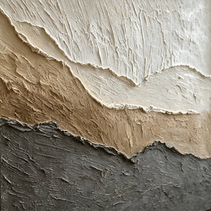 3D Textured Abstract Art | Taupe Mountain Waves