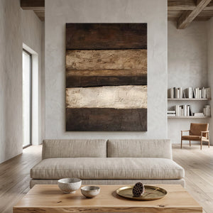 Textured Neutral Abstract Painting | Earthy Bands