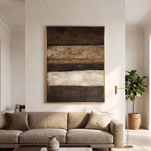 Textured Neutral Abstract Painting | Earthy Bands